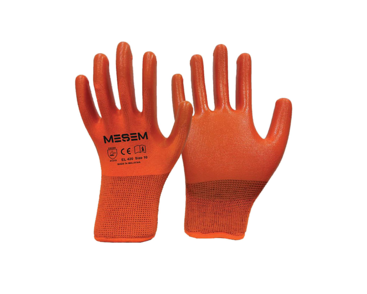 NİTRİL KAPLI ORJİNAL TURUNCU ÖRME ELDİVEN 1/2 NO:10